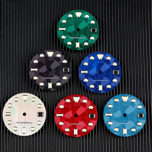 Cadran de montre 3D lumineux en forme de météorite de 28,5 mm, compatible avec le mouvement NH35