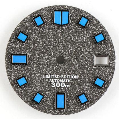 28.5mm luminous watch dial with hands for NH35 movement, ideal for custom watch repairs.