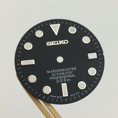 Watch Dial 28.5mm with luminous markers for NH35 movement, perfect for Seiko watch repairs and upgrades.