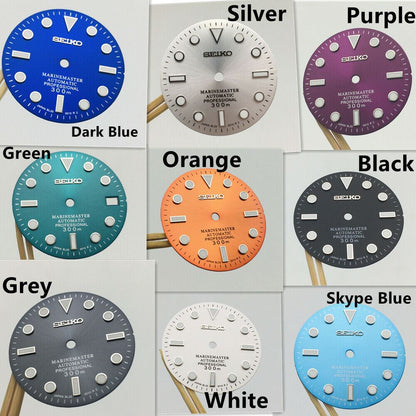 Watch Dial 28.5mm with luminous markers, designed for NH35 movement watch repairs.