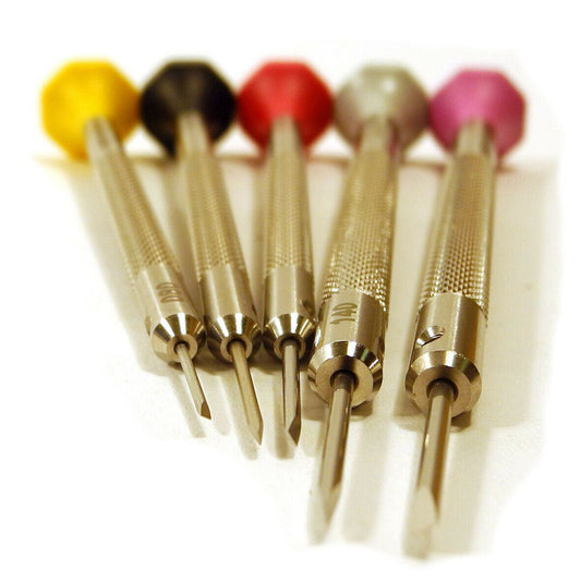 Bergeon 30081-P05 ergonomic screwdriver set of 5 for precise watch repair and accessory adjustments