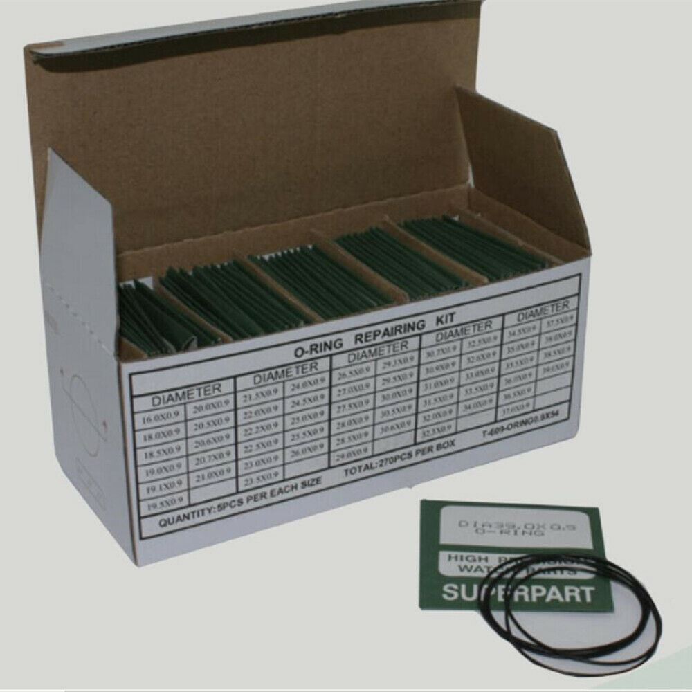 0.9mm Thickness 54 Sizes 270pcs Waterproof O Ring Kit Watch Back Gasket Washers