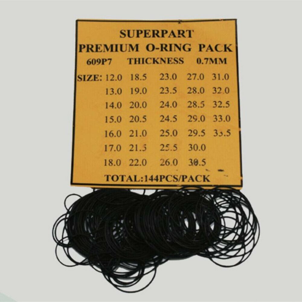 0.7mm Thickness 41 Sizes 144pcs Waterproof O Ring Kit Watch Back Gasket Washers