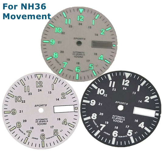 Cadran de montre C3 vert lumineux 28,5 mm pour mouvement mécanique automatique NH36A
