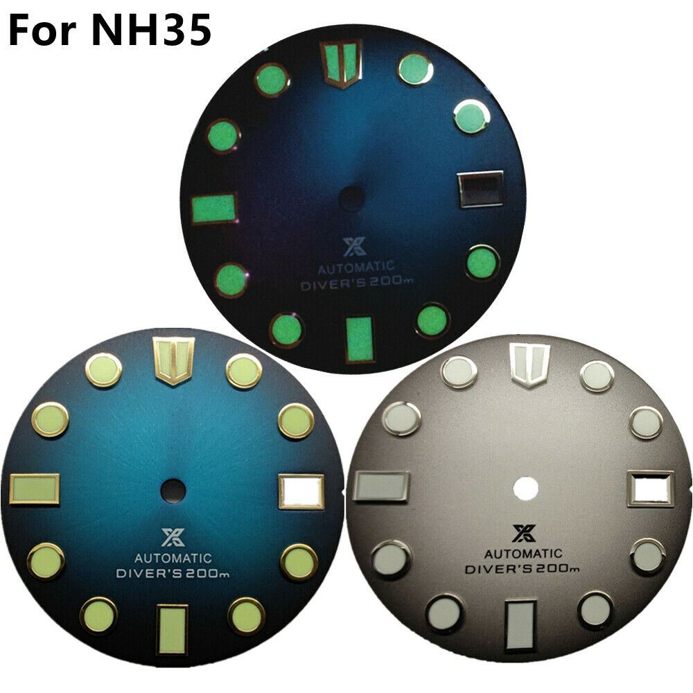 Cadran de montre C3 vert lumineux de 28,5 mm avec date à 3 h pour mouvement automatique NH35