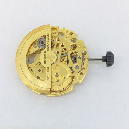 Mouvement mécanique automatique japonais Miyota 8N24 doré, fabriqué au Japon, squelette
