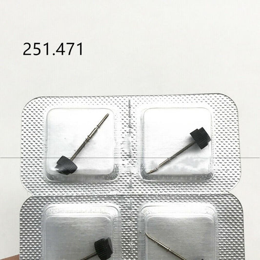 Swiss Made original watch winding stem for ETA 251.471 movement, precise accessory for repairs.