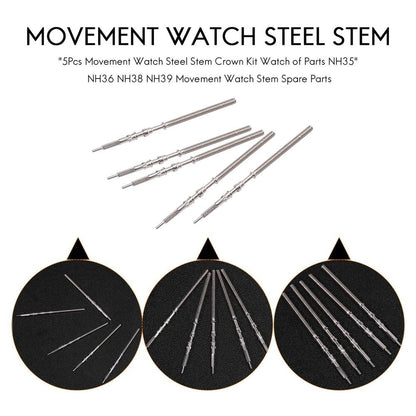 1. High-quality watch winding stem for NH35 movement, essential for precise timekeeping.  