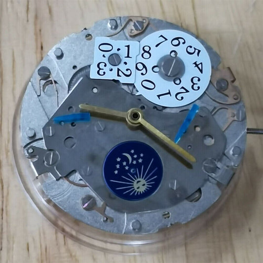 China Made mechanical automatic watch with 3 hands, big date at 12, multi-function dial, precision movement.