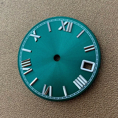 28.5mm watch dial for NH35/NH36 movement, durable replacement part for precise timekeeping.