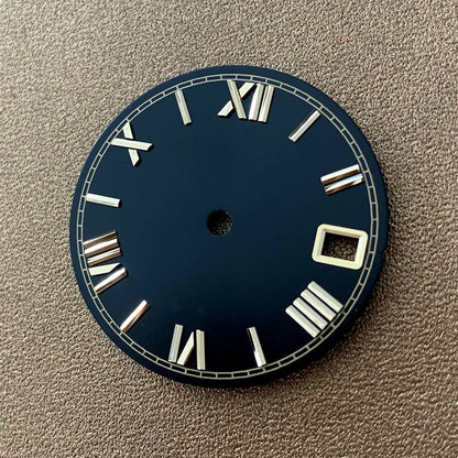28.5mm watch dial for NH35/NH36 movement, durable replacement part for precise timekeeping.