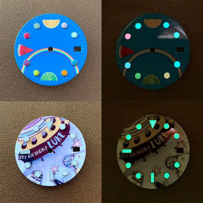 28.50mm Watch Dial Green Luminous Suitable for NH35/NH36 Movement Watch #0322