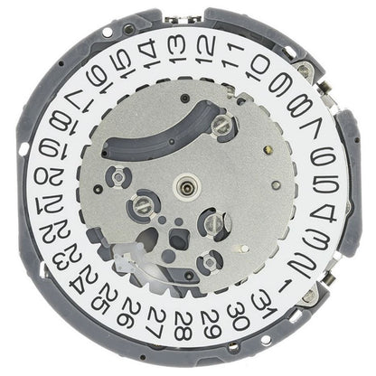Hattori Epson VK63A quartz watch movement with white and black dial, precision Japanese craftsmanship accessory.