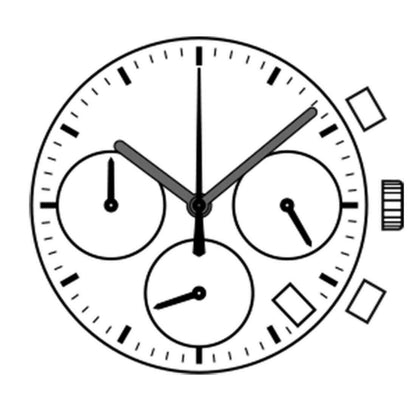 Hattori Epson VK63A quartz watch movement with white and black dial, precision Japanese craftsmanship accessory for watch repair.