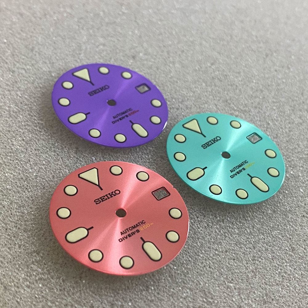 28.50mm C3 Enamel Watch Dial Green Luminous Suitable for NH35 Movement Watch #01