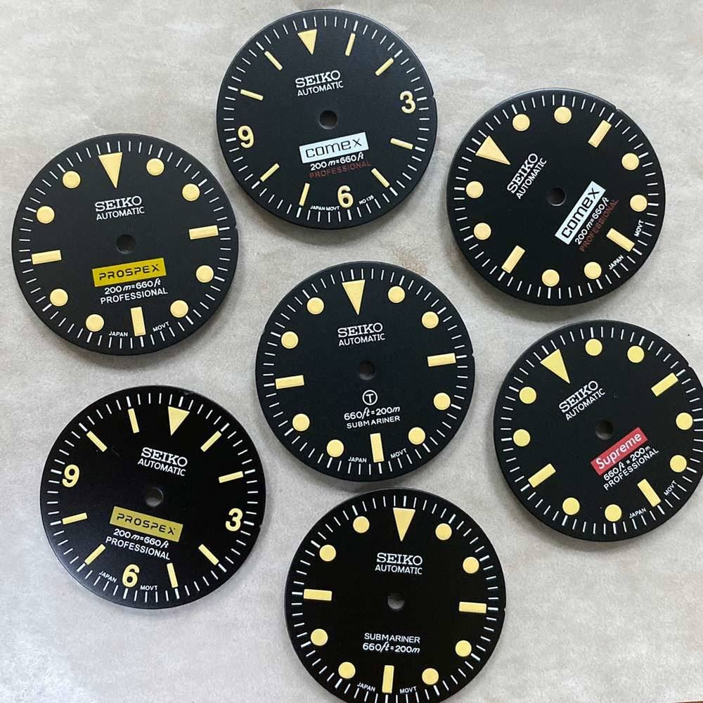 28,50 mm Zifferblatt grün leuchtend passend für NH35/NH36 Uhrwerk Uhr #04
