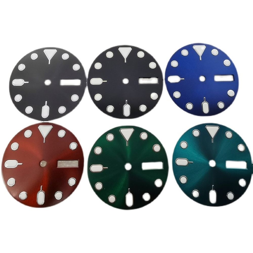 Brandneues 28,50 mm Zifferblatt, grün leuchtend, geeignet für NH36-Uhrwerk Nr. 03