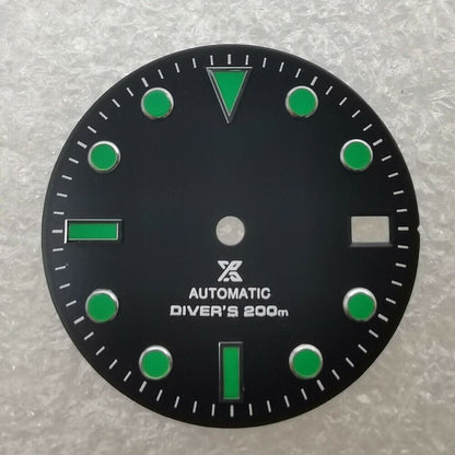 Cadran de montre neuf de 28,50 mm, vert lumineux, adapté au mouvement NH35 #04