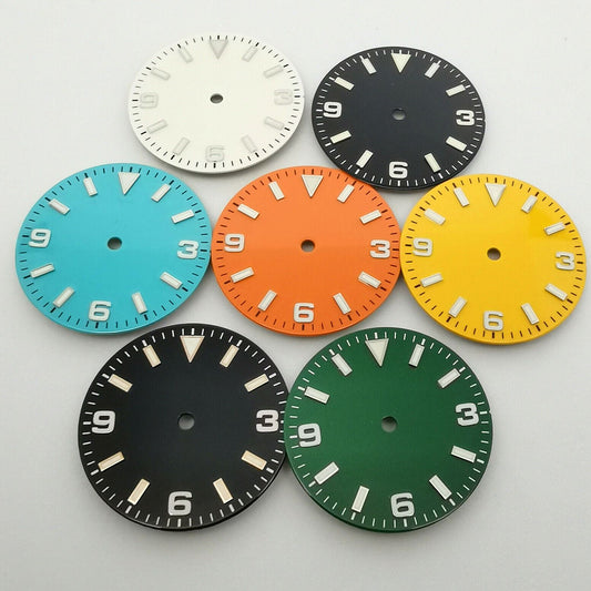 29mm green lume Oyster 369 watch dial by MZ2813, fits NH35/NH36 movement, stylish accessory for repairs.
