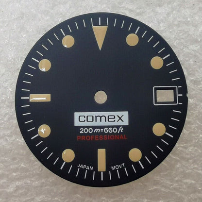 28.50mm Brand New black watch dial for NH35/NH36 movement, no lume, sleek accessory for customizing watches.