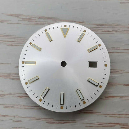 33.50mm multi-color watch dial with blue lume, NH36 compatible, perfect for custom Seiko watch builds.