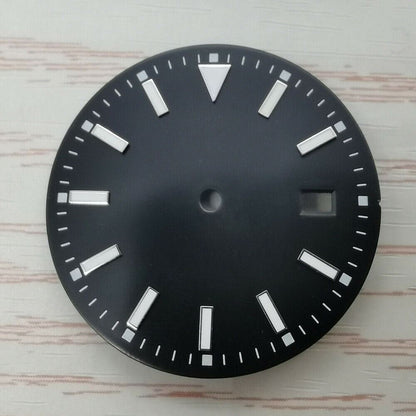 33.50mm multi-color watch dial with blue lume, fits NH36 movement for custom watch builds.