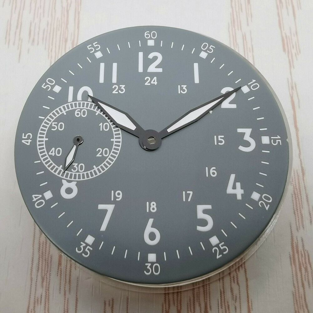 39mm green lume watch dial by Brand New, designed for ETA6497 ST3600 movement with luminous markers.