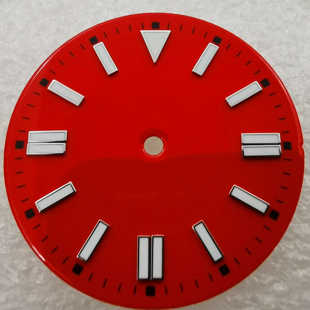 28.5mm green lume oyster enamel watch dial, designed for NH35 ETA2836 8215 movements, luminous and durable.
