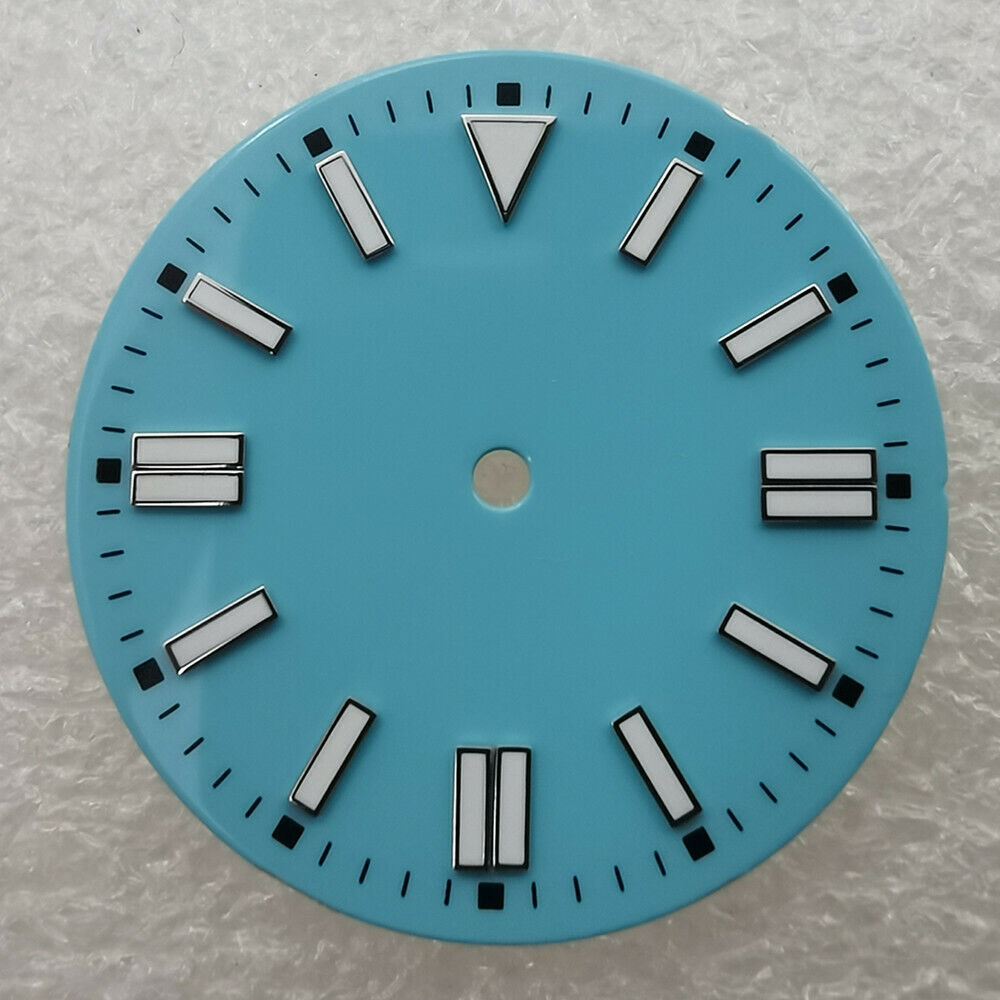 28.5mm green lume oyster enamel dial, fits NH35 ETA2836 8215 watch movements.