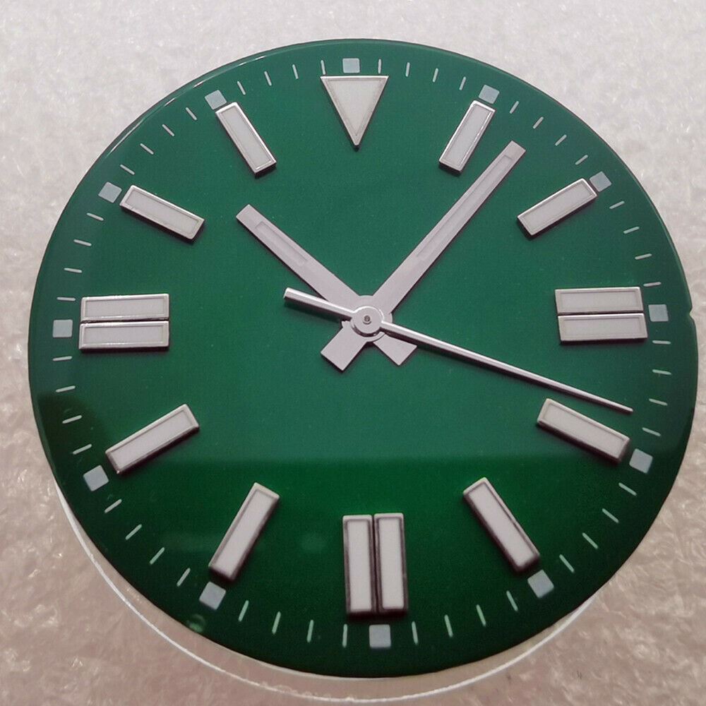 28.5mm green lume oyster enamel dial, fits NH35 ETA2836 8215 watch movements.