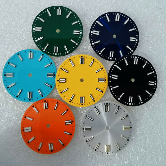 29.1mm green lume watch dial for NH35/NH36 8215 DG2813 movements, luminous markers for night visibility