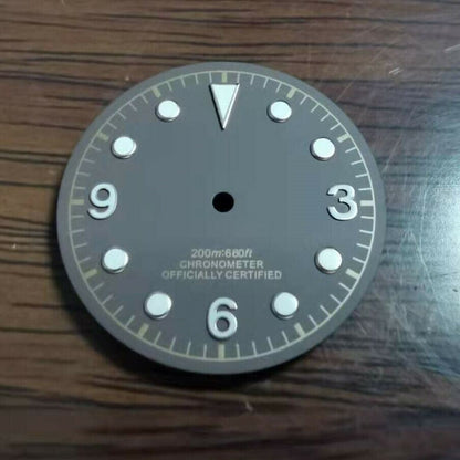Green lume 30.5mm watch dial with luminous markers, compatible with ETA2824/2836,.