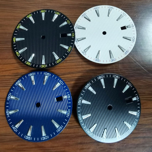 Cadran de montre neuf de 33,5 mm, vert luminescent, compatible avec le mouvement NH35/NH36 n° 19