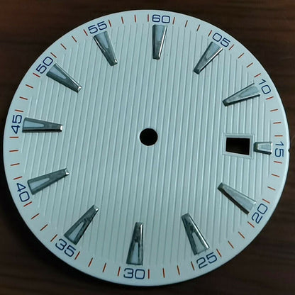 Green lume watch dial 33.5mm, compatible with NH35/NH36 movement for custom watch builds.