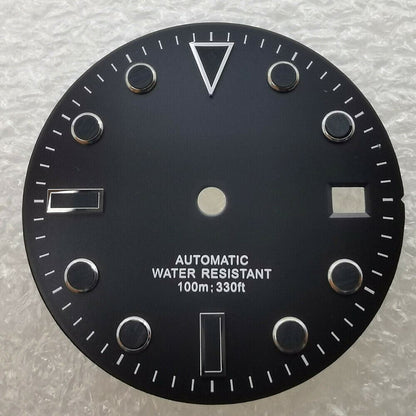 28.5mm SUB watch dial, no lume, fits NH35 movement, perfect for 40mm custom watch cases.
