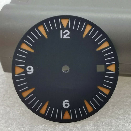 Ghost Omega 31mm watch dial with green lume, compatible with NH35/NH36 movement, enhances visibility and style.
