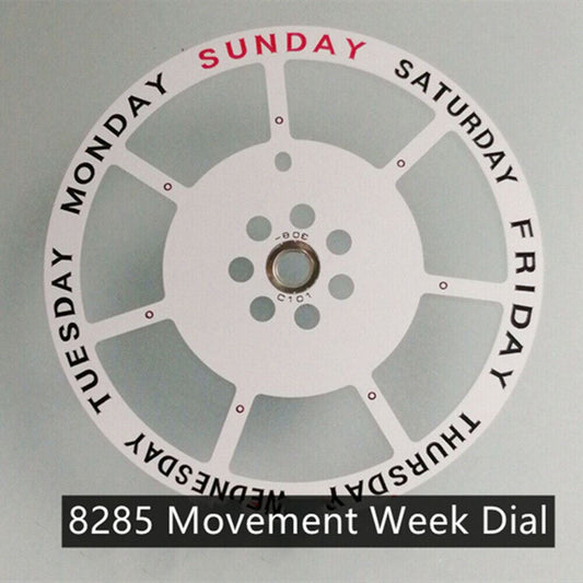 Miyota 8285 watch movement with week and date dial at 12, Japan made by Watchmaker.