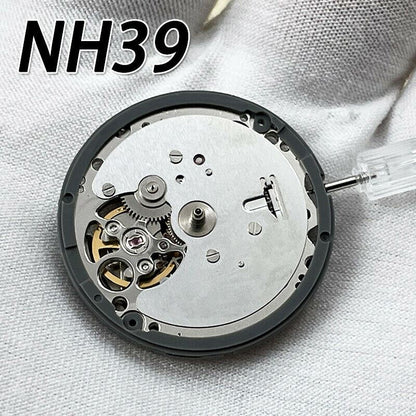 Mechanical watch movement NH39 Japan by Seiko, automatic replacement part for accurate timekeeping in watch repairs.