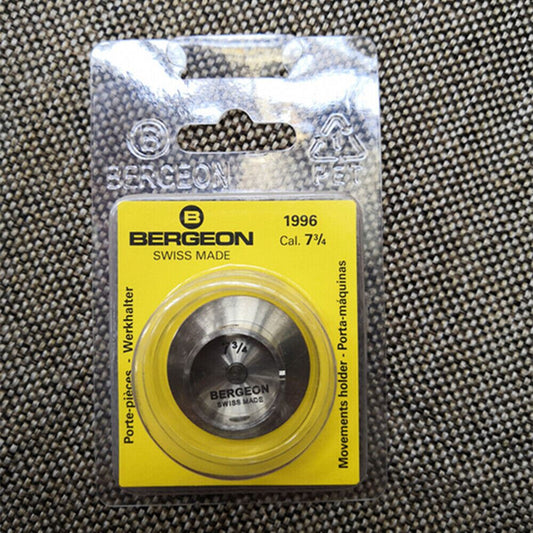 Bergeon 1996 Series watch movement holder with adjustable hollow center screw for precise repairs.