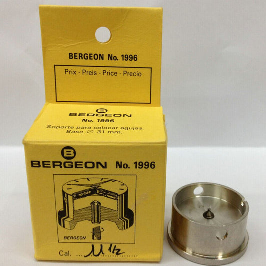 Bergeon 1996 Series watch movement holder with adjustable hollow center screw for precise repairs.