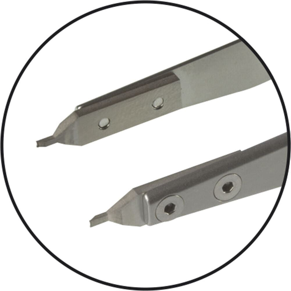 Bergeon 7825 spring bar tweezers designed for precise watch strap repairs and adjustments.