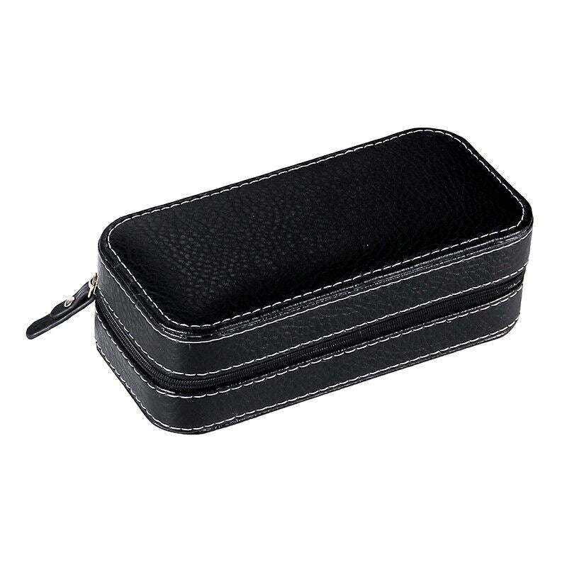 Portable watch storage box with zipper and 2/4/8 compartments for secure travel protection.