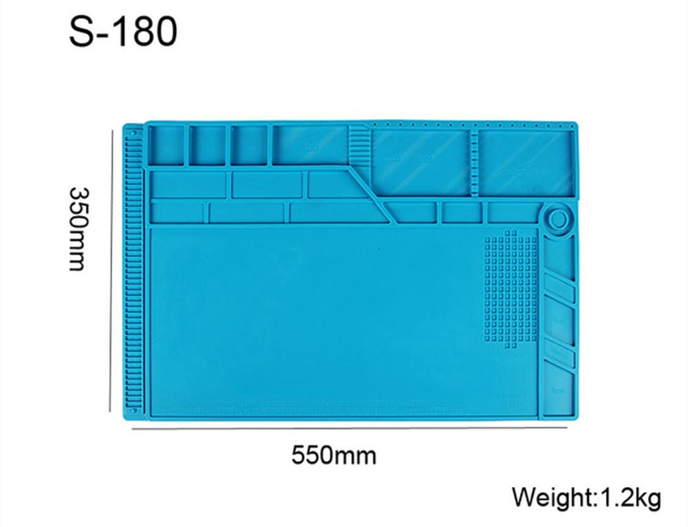 Heat-resistant silicon soldering mat, durable workspace protector for precise electronics soldering.
