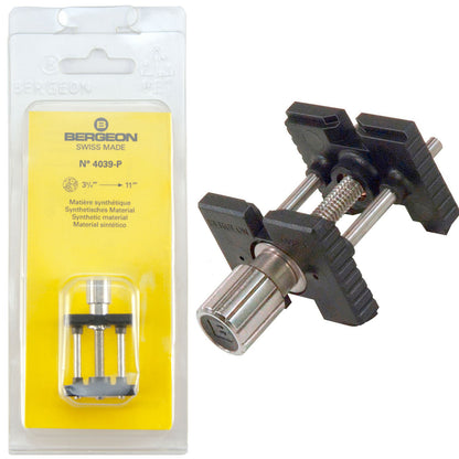 Bergeon 4039-P synthetic movement holder for 3 3/4'' to 11'' watches, secure and reversible repair tool.