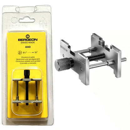 Bergeon 4040 large reversible watch movement holder securing watch parts during repair and maintenance.