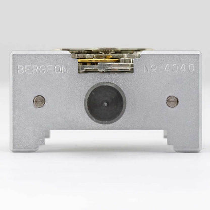 Bergeon 4040 reversible watch movement holder for secure repair and precise maintenance tasks.