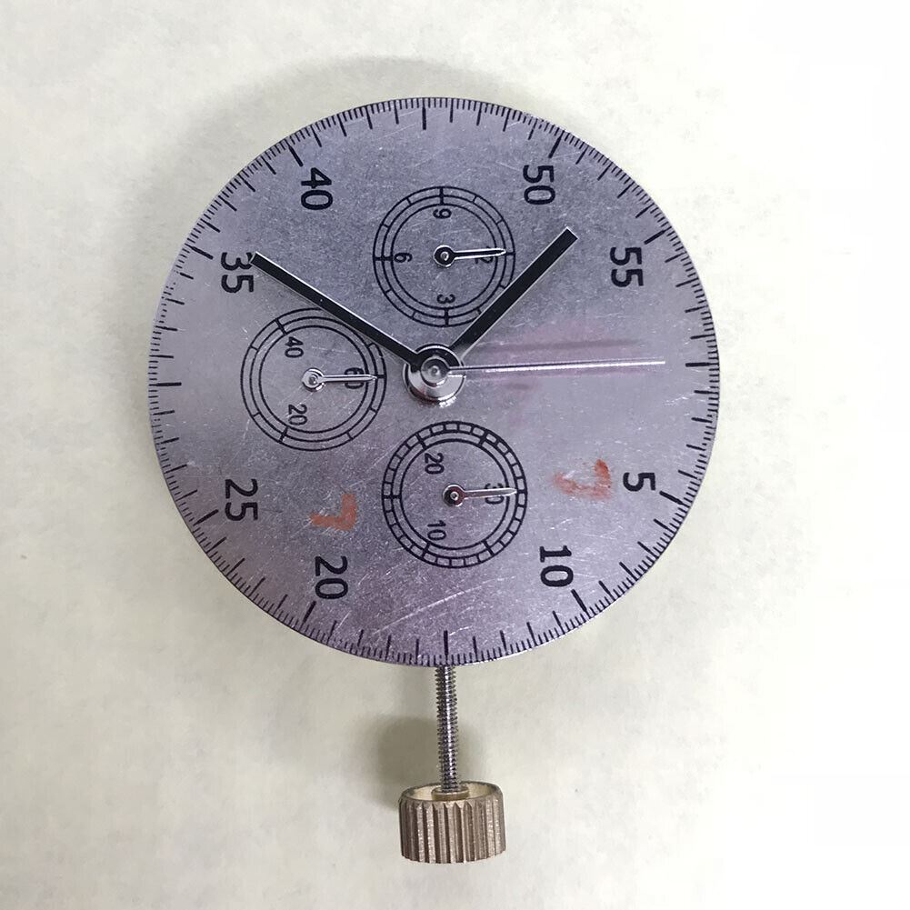 China Made 7750 automatic chronograph movement showcasing ETA 7753 layout with subdials at 3, 6, and 9 o'clock positions for watch repair.