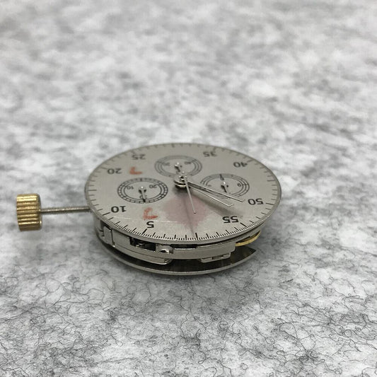 Asian 7750 automatic chronograph movement showing ETA 7753 layout with subdials at 3, 6, and 9 o?clock.