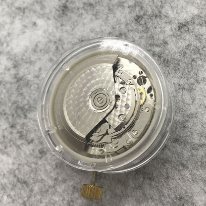 Close-up of Asian 7750 automatic chronograph movement with ETA 7753 layout and subdials at 3, 6, 9 o?clock.