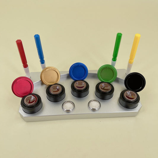 Horotec MSA17.201 oil cups set of 4 with stand for precise watchmaker lubrication and maintenance